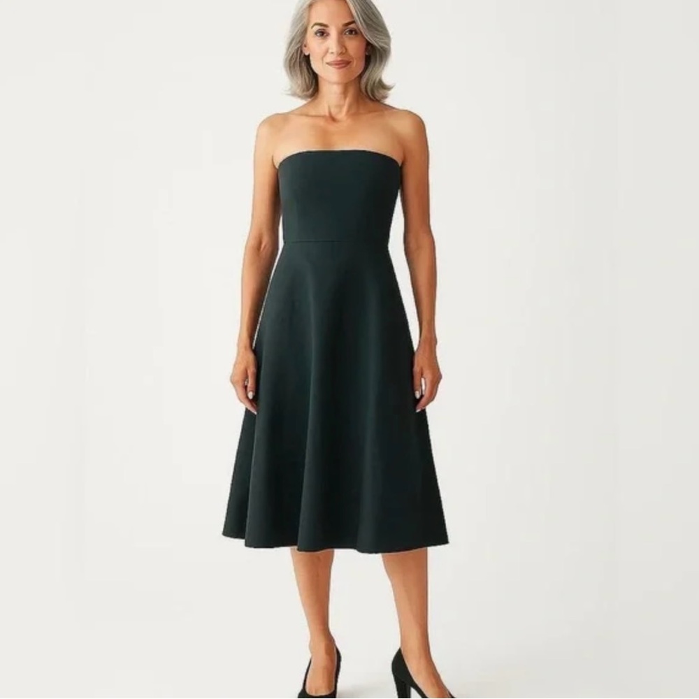 J.Crew Strapless Fit & Flare Little Black Dress — Size 0 — 100% Virgin Wool
